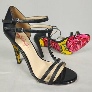 Taylor Says High Heel Stiletto Pumps Women 7.5 M Black Leather Spikes Rosebud